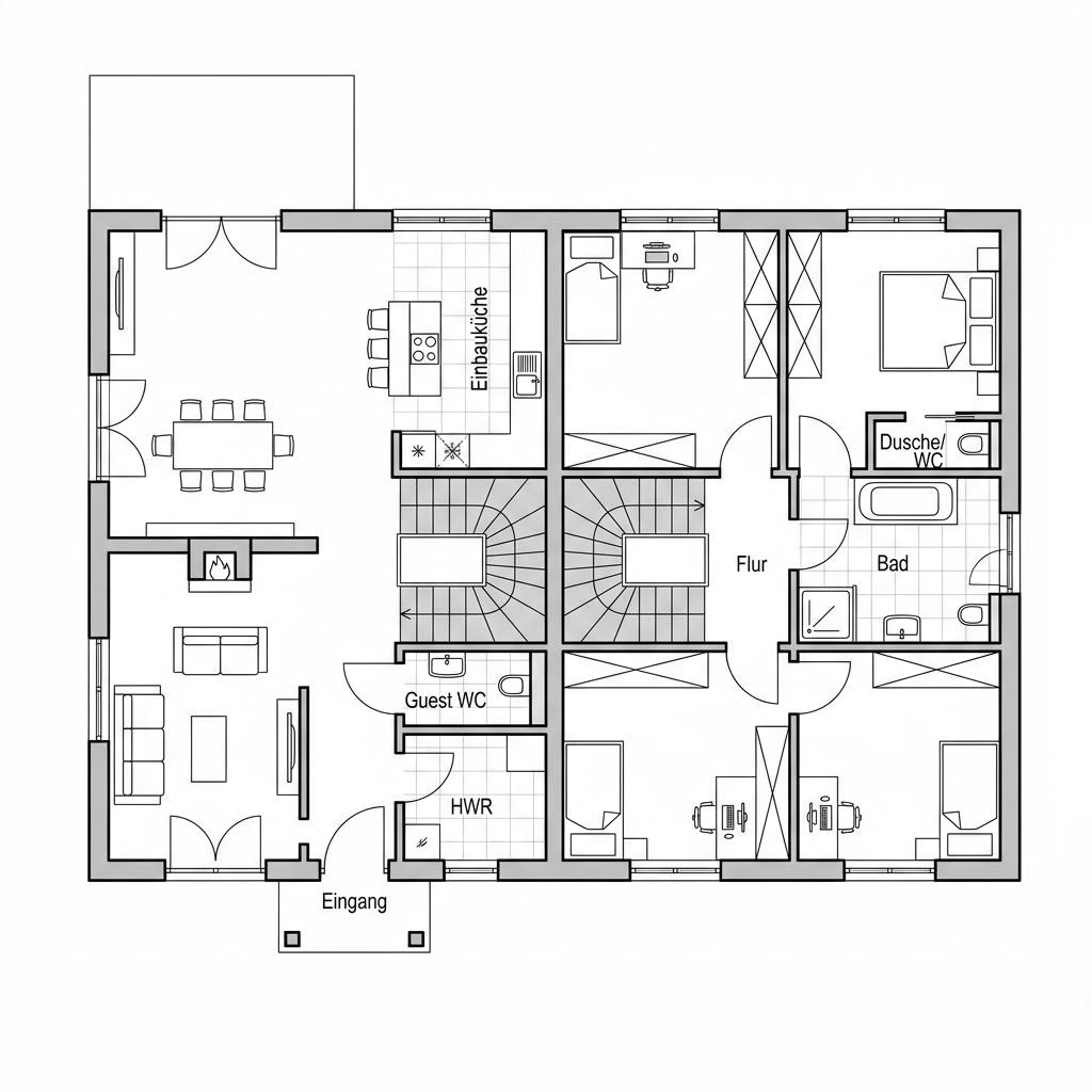 Plattegrond Stadtvilla Signus van Kern-Haus — 154 m², 5 kamers
