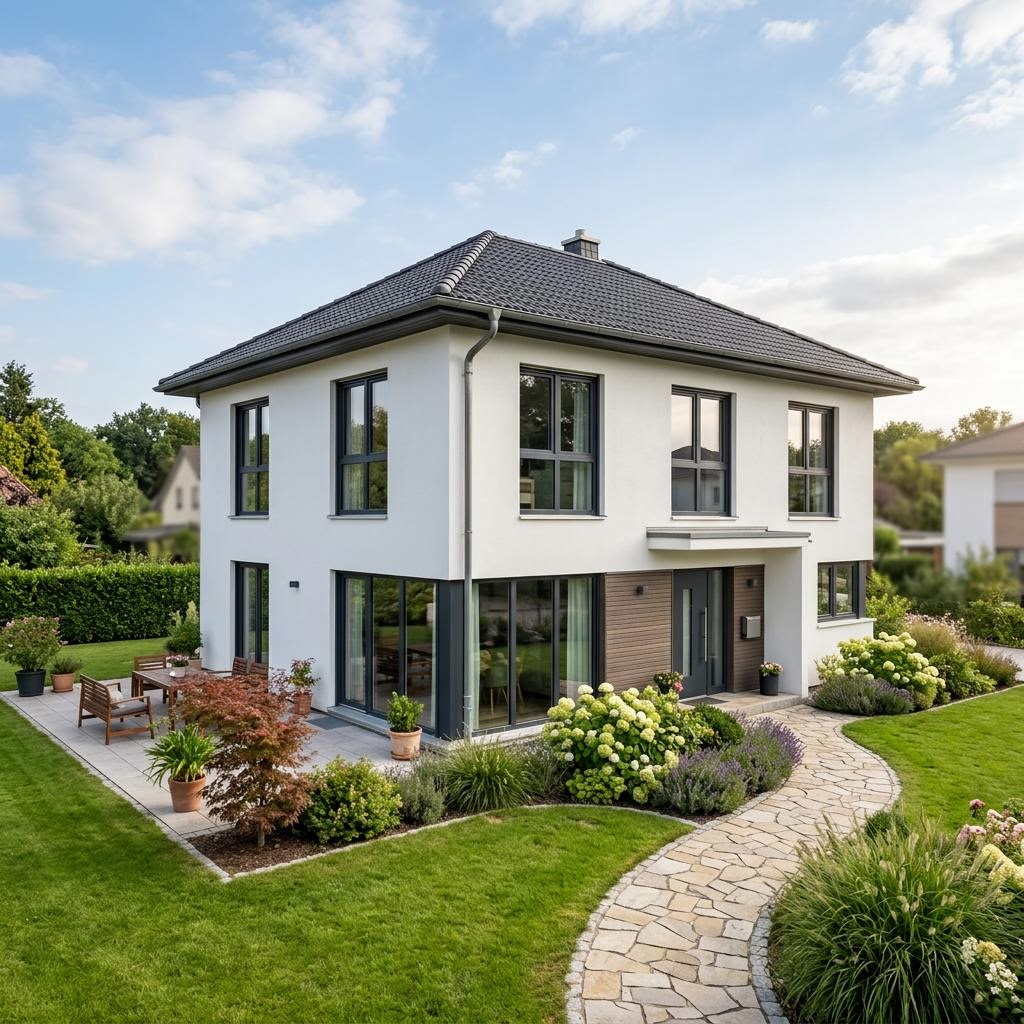 Stadsvilla LifeStyle 19.01 S van massa haus met schilddak — prefab woning van 158 m²
