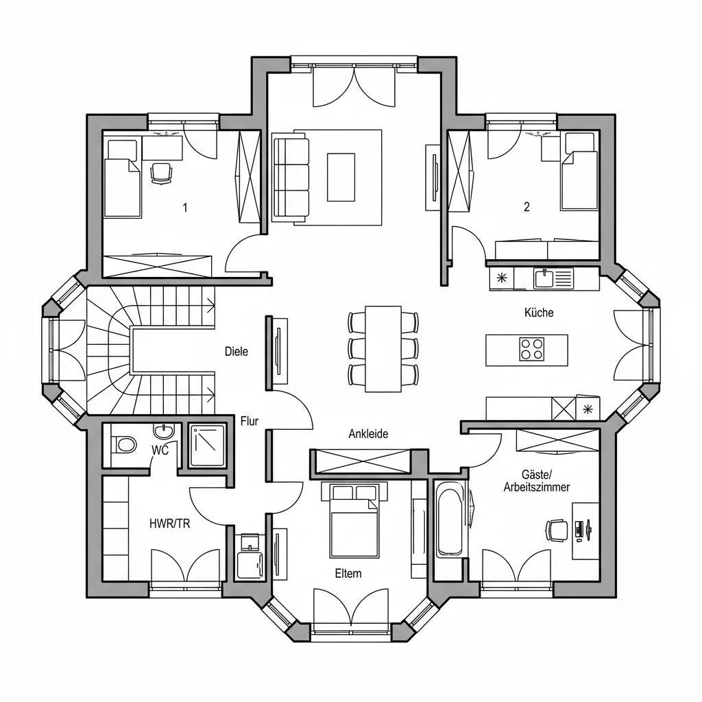 Plattegrond CityLife 250 van WeberHaus — 172 m², 6 kamers