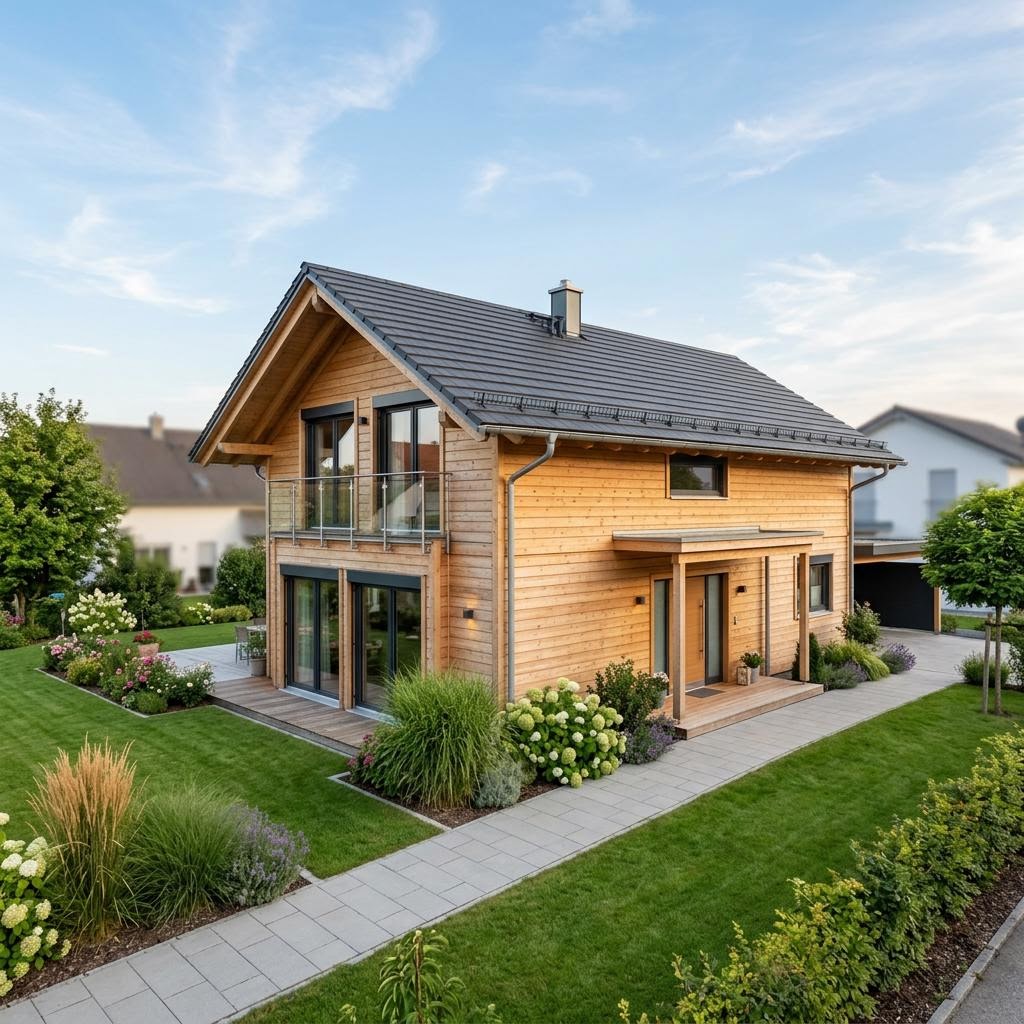 Holzhaus Landhaus Nyborg 138 van Stommel Haus met zadeldak — prefab woning van 138 m²
