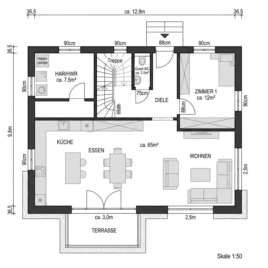 Plattegrond CLOU 113 van STREIF Haus — 113 m², 4 kamers