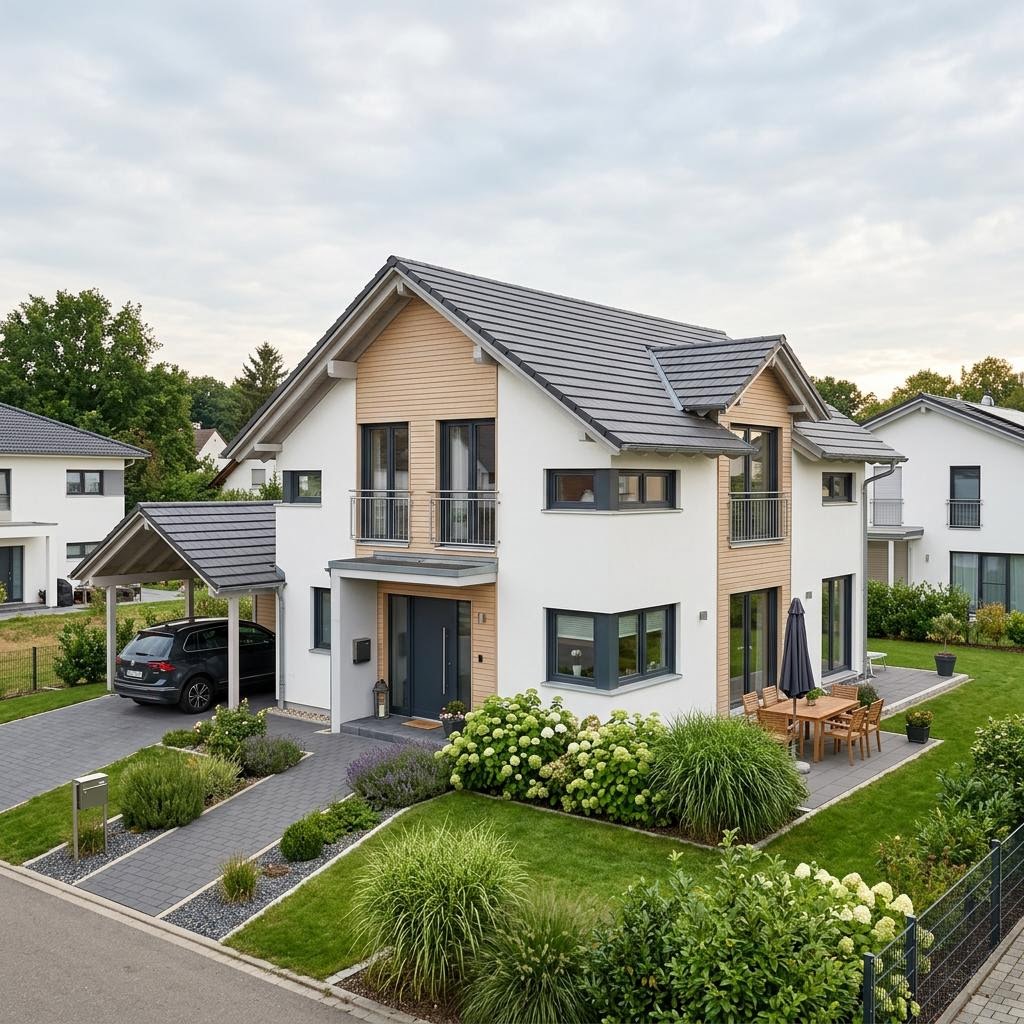 Casco prefab woning CLOU 142 van STREIF Haus met zadeldak — prefab woning van 142 m²
