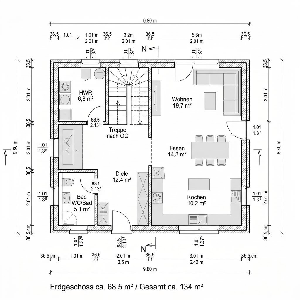 Plattegrond Classic Mansarde 134 van STREIF Haus — 134 m², 4 kamers