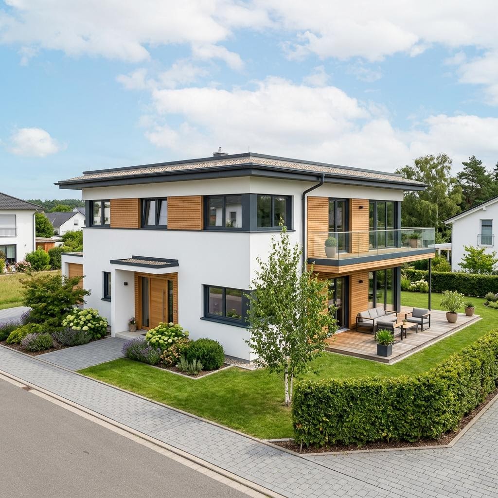 Kubuswoning Kubushaus Linea 166 van STREIF Haus met plat dak — prefab woning van 166 m²
