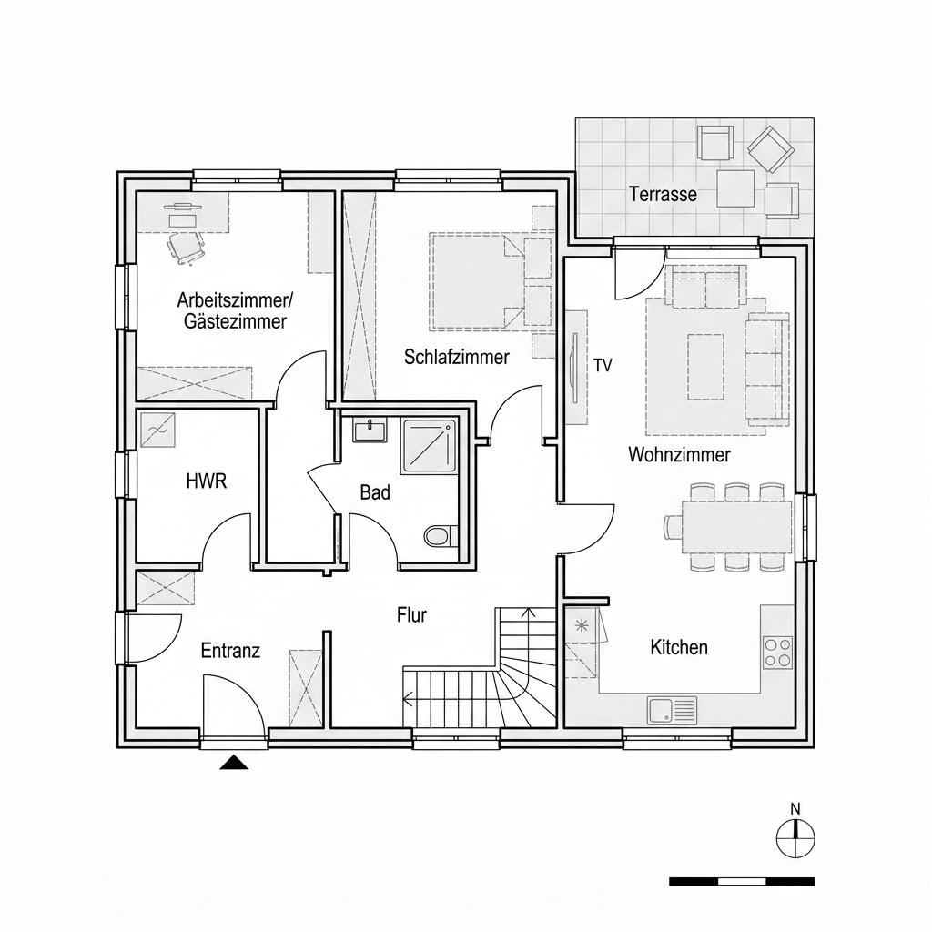 Plattegrond Clou 88 van STREIF Haus — 88 m², 3 kamers