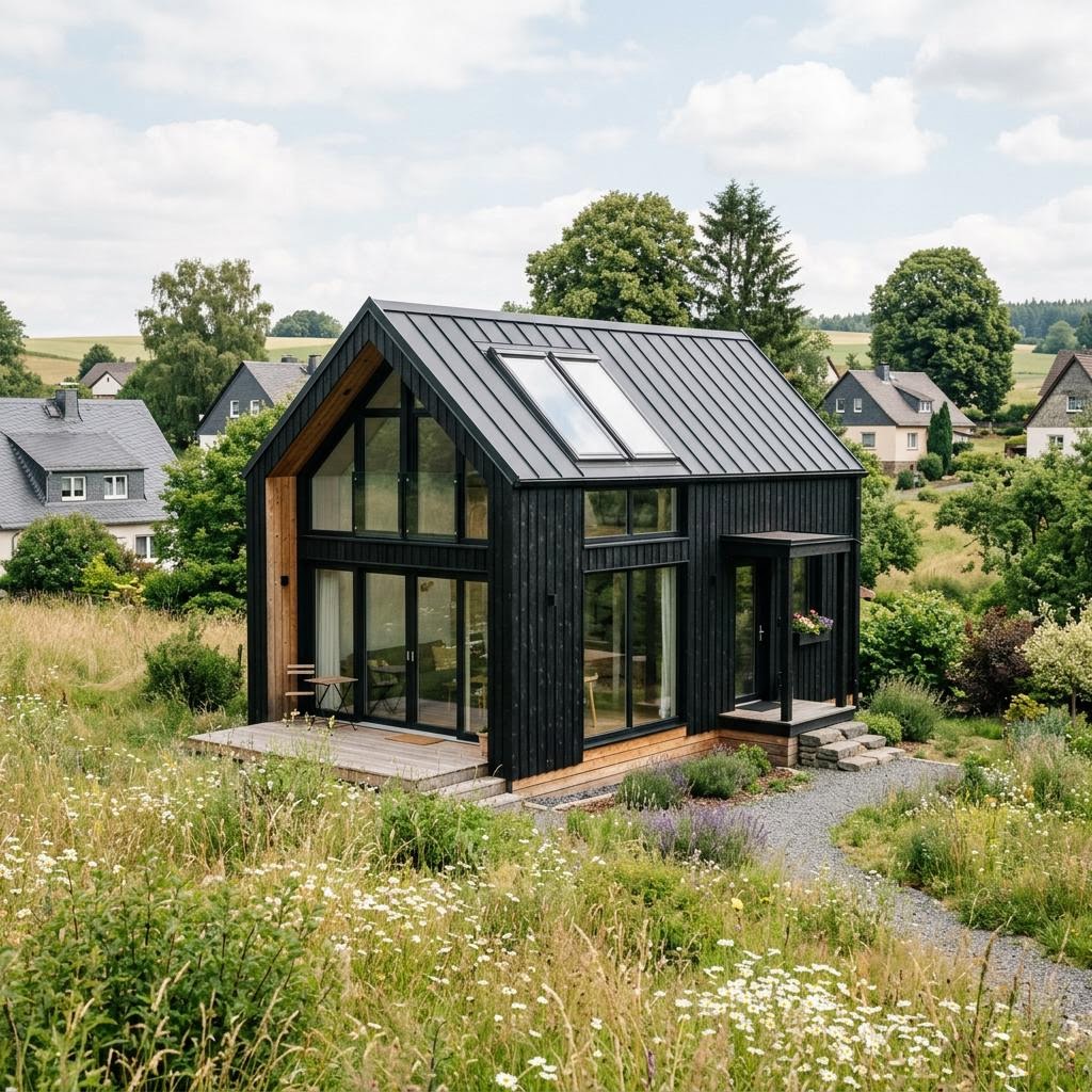 Tiny house Dwellii Barn van Dwellii House met zadeldak — prefab woning van 39 m²