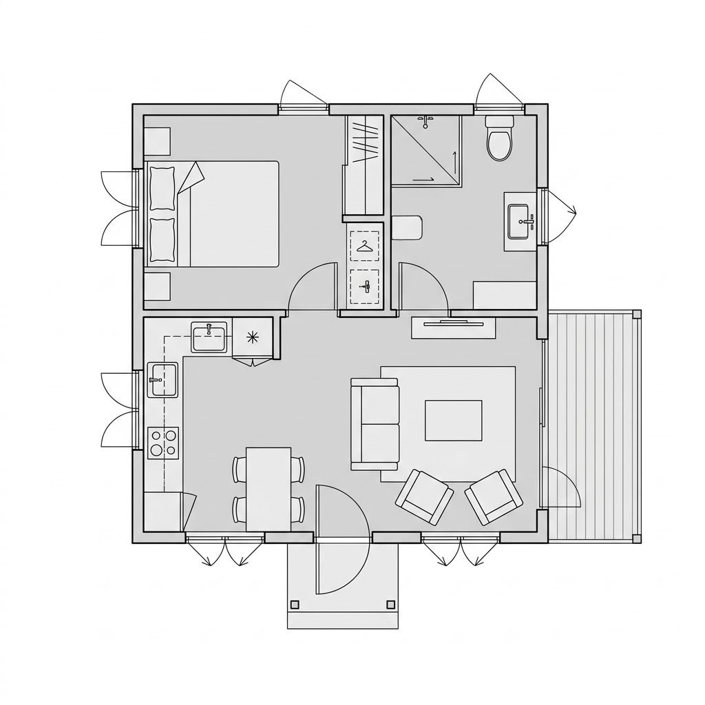 Plattegrond Tiny Haus TR#2 van Dwellii House — 39 m², 2 kamers