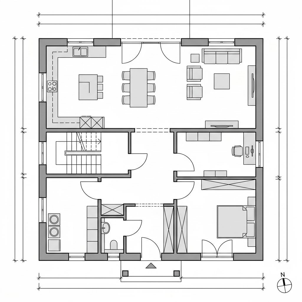 Plattegrond Stadtvilla 152 van Town & Country Haus — 152 m², 5 kamers