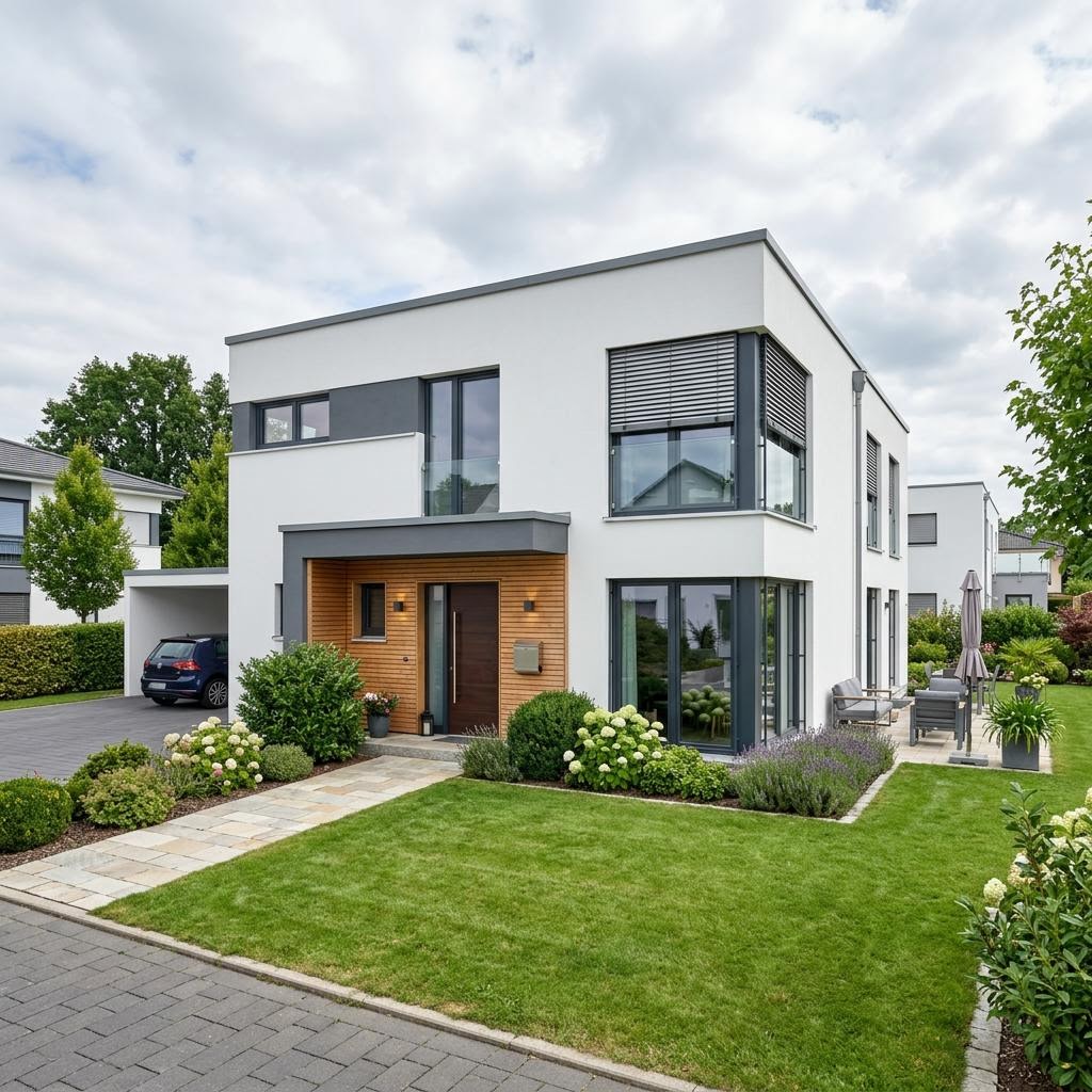 Woning met plat dak Cubus 165 van WeberHaus met plat dak — prefab woning van 165 m²