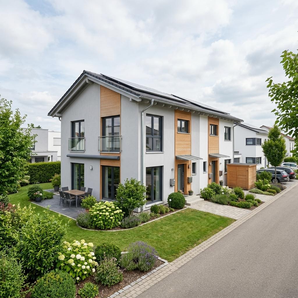 Twee-onder-een-kapwoning CityLife Doppelhaus van WeberHaus met lessenaarsdak — prefab woning van 130 m²