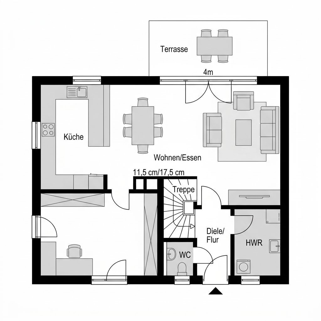 Plattegrond CityLife Doppelhaus van WeberHaus — 130 m², 4 kamers