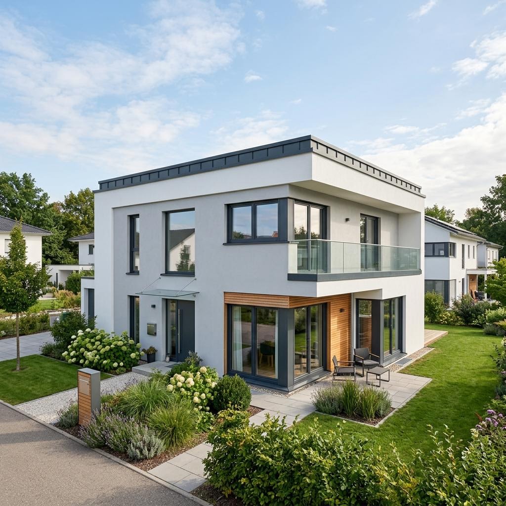 Kubuswoning Kubushaus City 142 van WeberHaus met plat dak — prefab woning van 142 m²