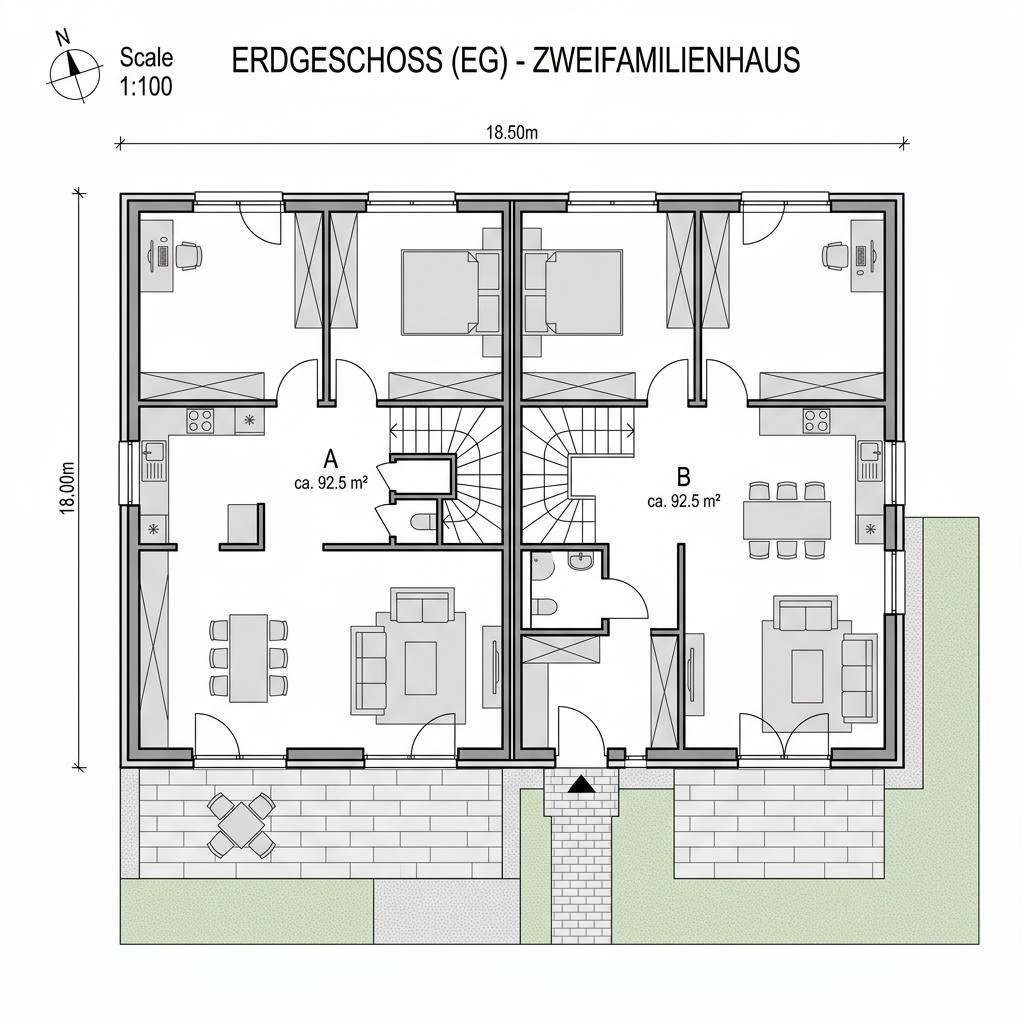 Plattegrond Generation Zweifamilienhaus 185 van WeberHaus — 185 m², 7 kamers