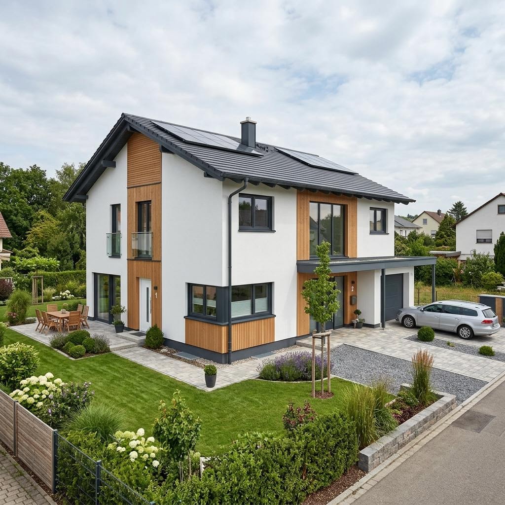 Tweegezinswoning Sunshine 322 Zweifamilienhaus van WeberHaus met zadeldak — prefab woning van 164 m²