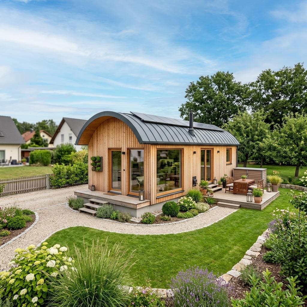 Tiny house Tiny House Autark 33 van Wohnwagon met tonvormig dak — prefab woning van 33 m²