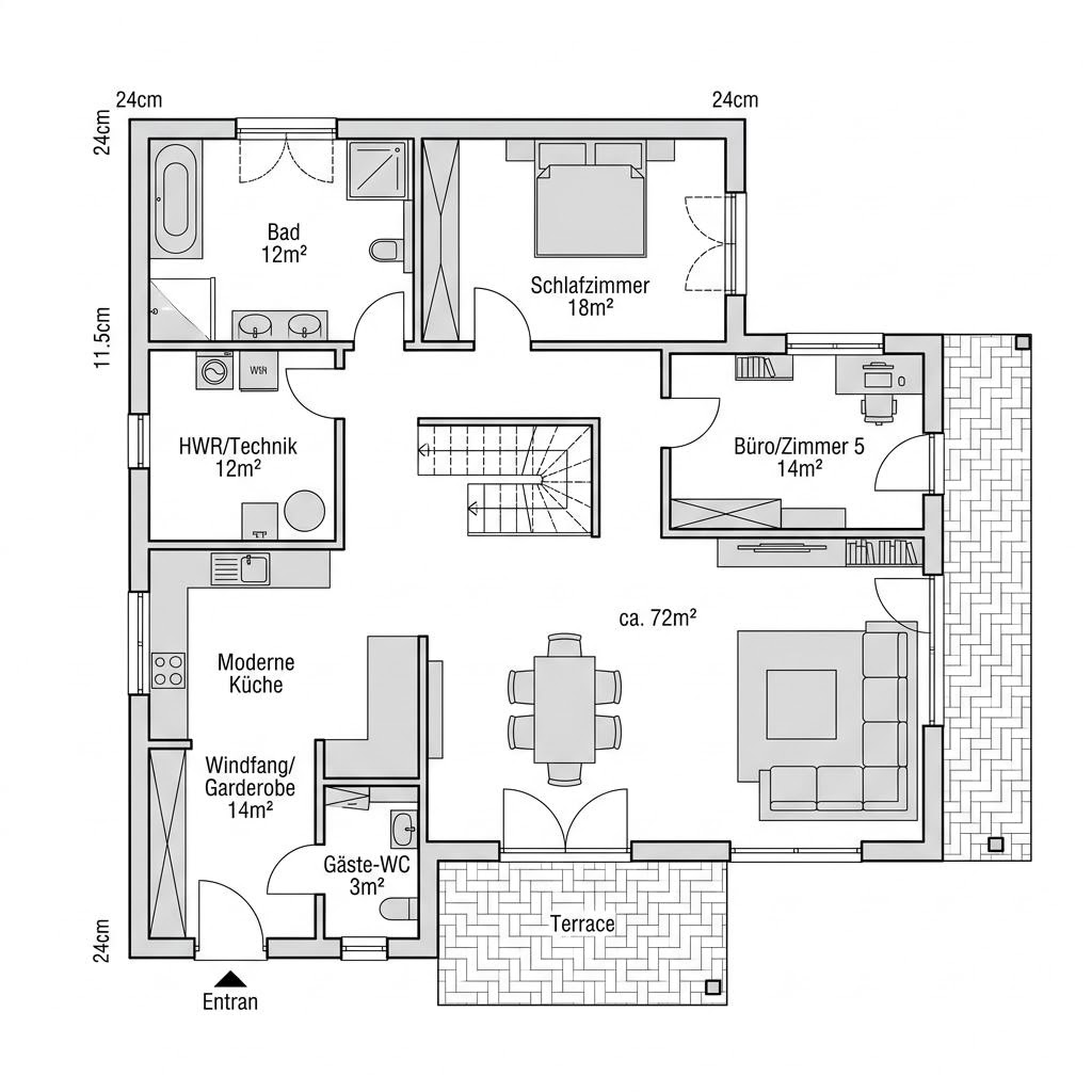 Plattegrond Edition 150 van WOLF-HAUS — 150 m², 5 kamers