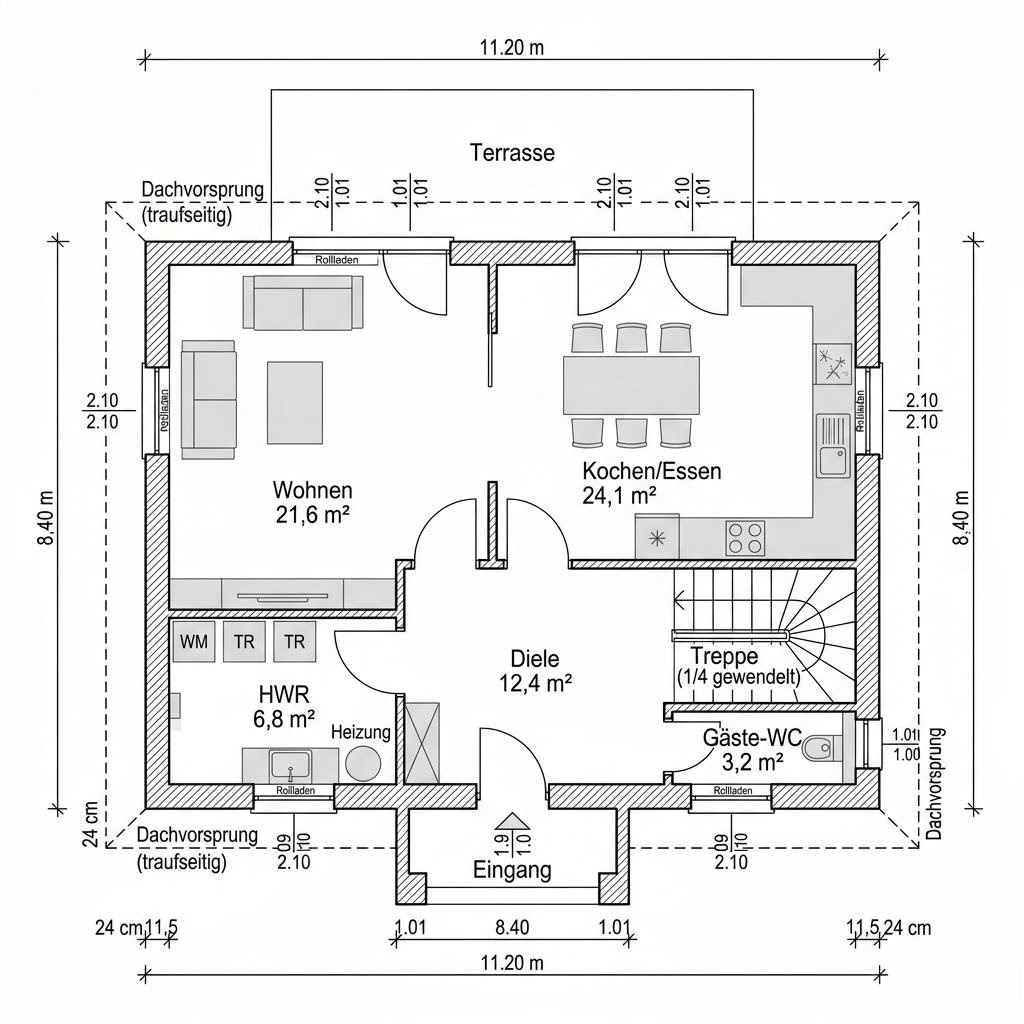 Plattegrond Edition Mansarde 150 van WOLF-HAUS — 150 m², 5 kamers