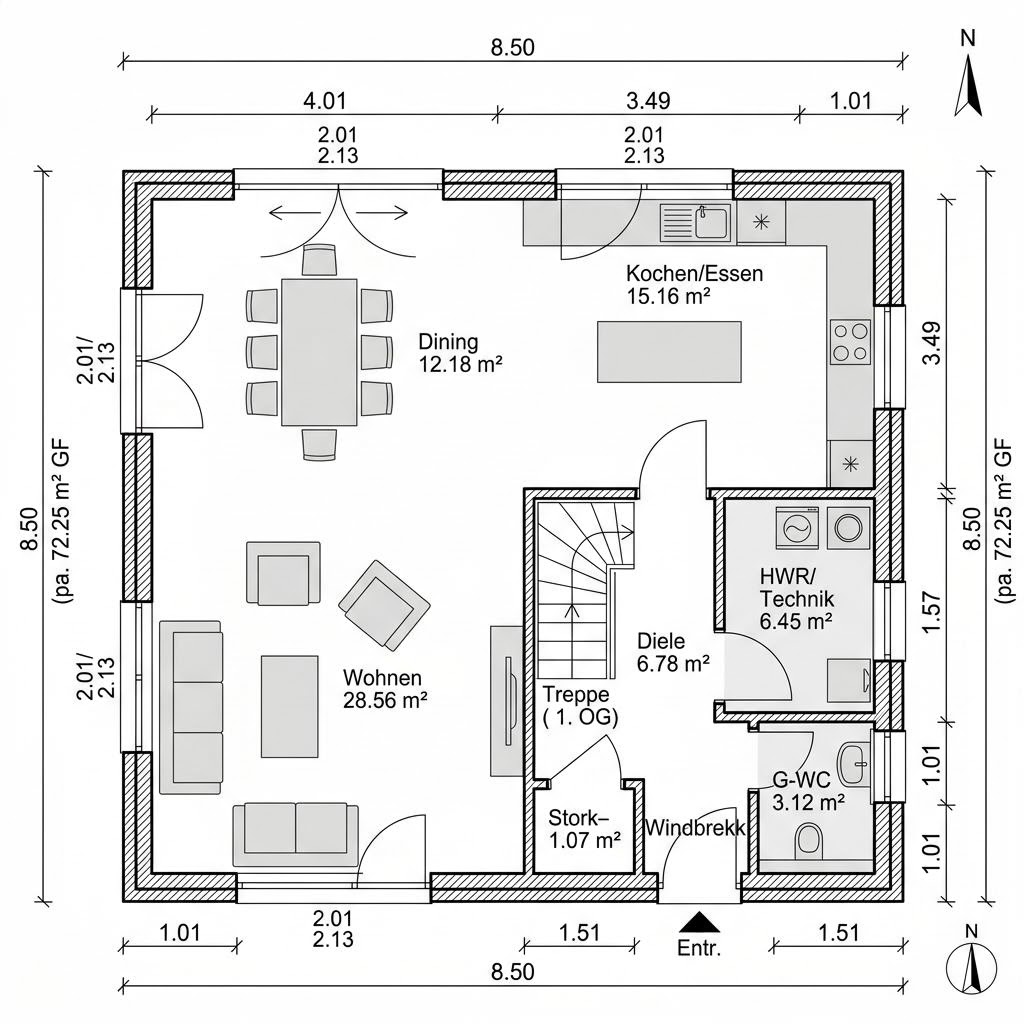 Plattegrond Kubushaus Edition 144 van WOLF-HAUS — 144 m², 4 kamers