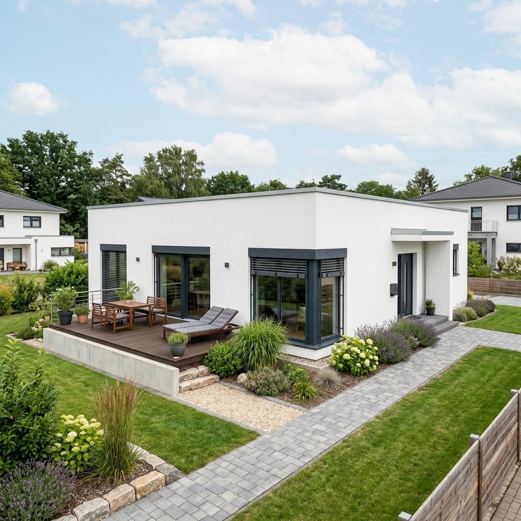 Bouwpakketwoning BGL 121 van Ytong Bausatzhaus met plat dak — prefab woning van 122 m²
