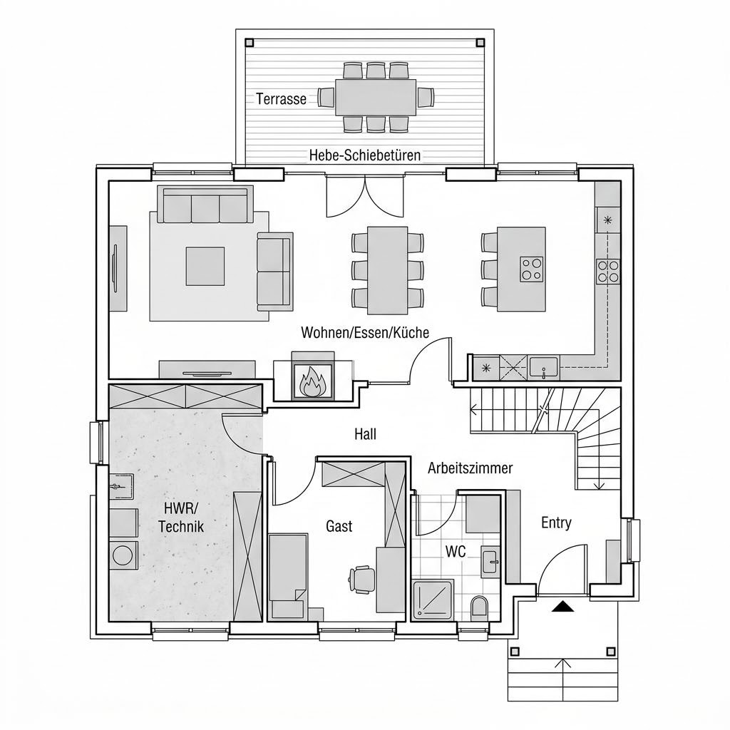 Plattegrond BGL 154 van Ytong Bausatzhaus — 154 m², 5 kamers