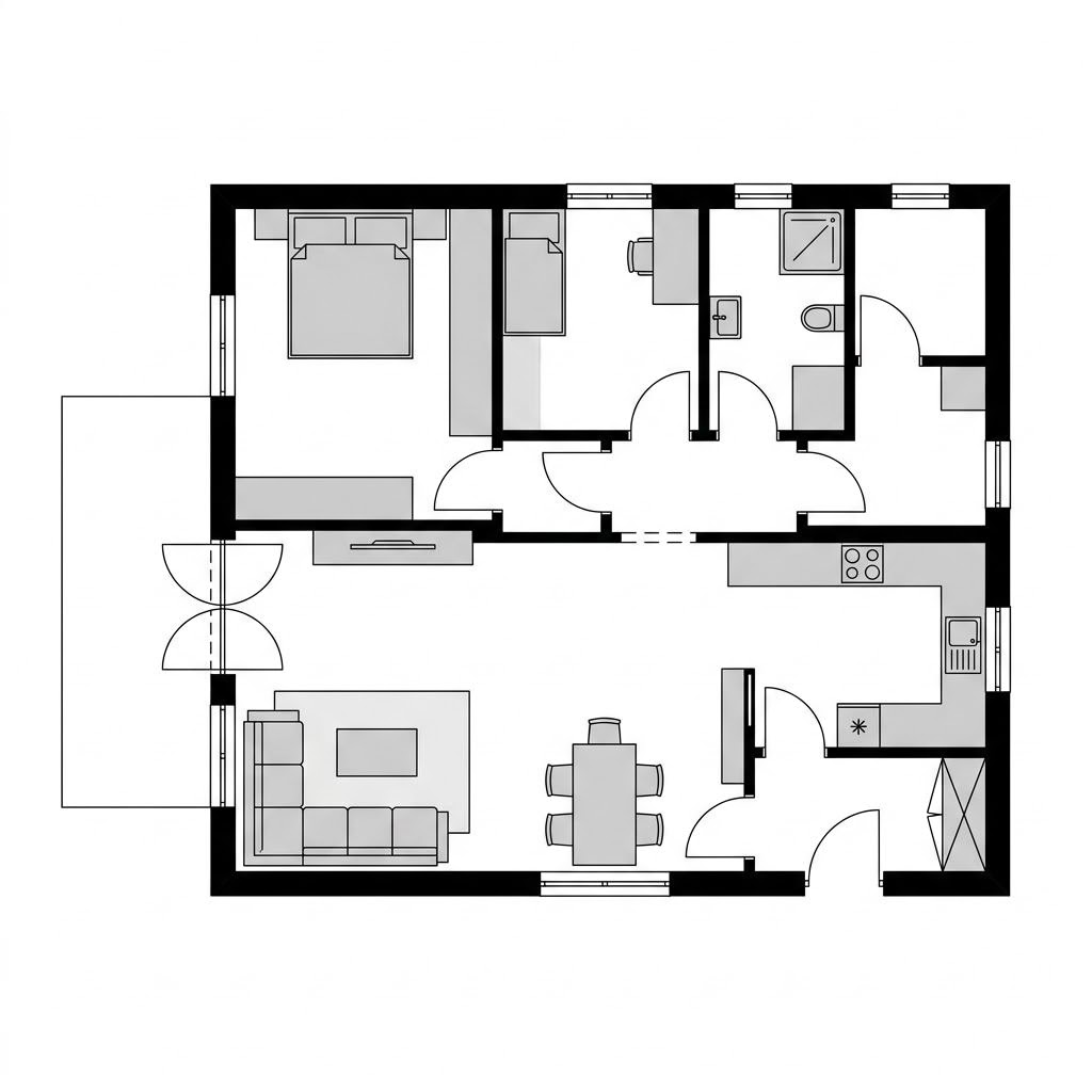 Plattegrond BGL 87 van Ytong Bausatzhaus — 87 m², 3 kamers