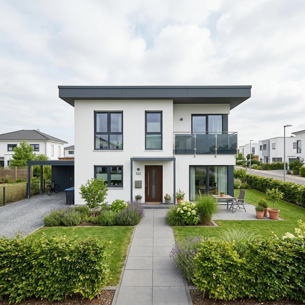 Bouwpakketwoning BHS 122 van Ytong Bausatzhaus met plat dak — prefab woning van 122 m²