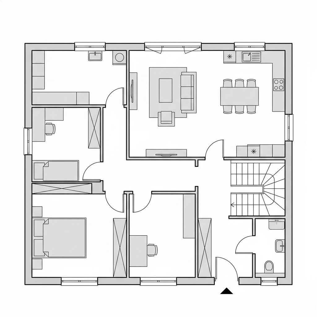 Plattegrond EFH 139 van Ytong Bausatzhaus — 137 m², 5 kamers