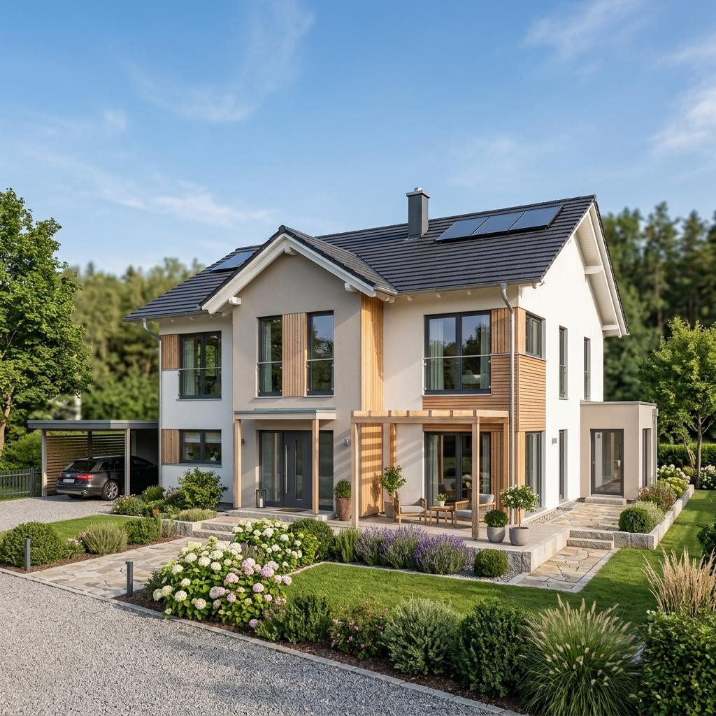 Tweegezinswoning Plus 175 van Danwood met zadeldak — prefab woning van 175 m²