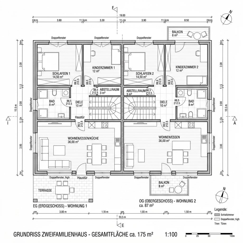 Plattegrond Plus 175 van Danwood — 175 m², 6 kamers